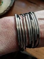Set van 10 zwart met zilveren elastische armbandjes, Sieraden, Tassen en Uiterlijk, Armbanden, Ophalen of Verzenden, Nieuw, Zwart