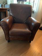 Fauteuil bruin leer, Huis en Inrichting, Fauteuils, Gebruikt, Leer, Ophalen of Verzenden, 75 tot 100 cm