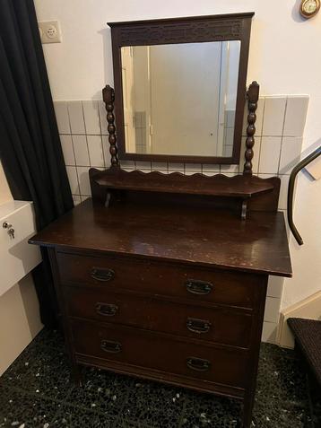 Antieke houten kaptafel met spiegel – jaren ’30 stijl beschikbaar voor biedingen