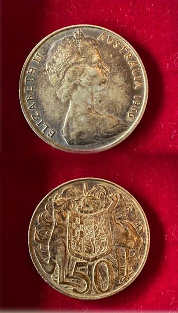 Zeldzame zilveren Australische 50 cent munt - 1966 beschikbaar voor biedingen