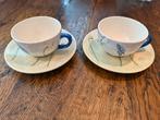 Twee Gien Kopjes en Schotels met Bloemen, Ophalen of Verzenden, Zo goed als nieuw, Overige stijlen, Kop(pen) en/of Schotel(s)