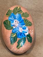 Houten ei, blauw bloemetje (160625), Antiek en Kunst, Curiosa en Brocante, Ophalen of Verzenden