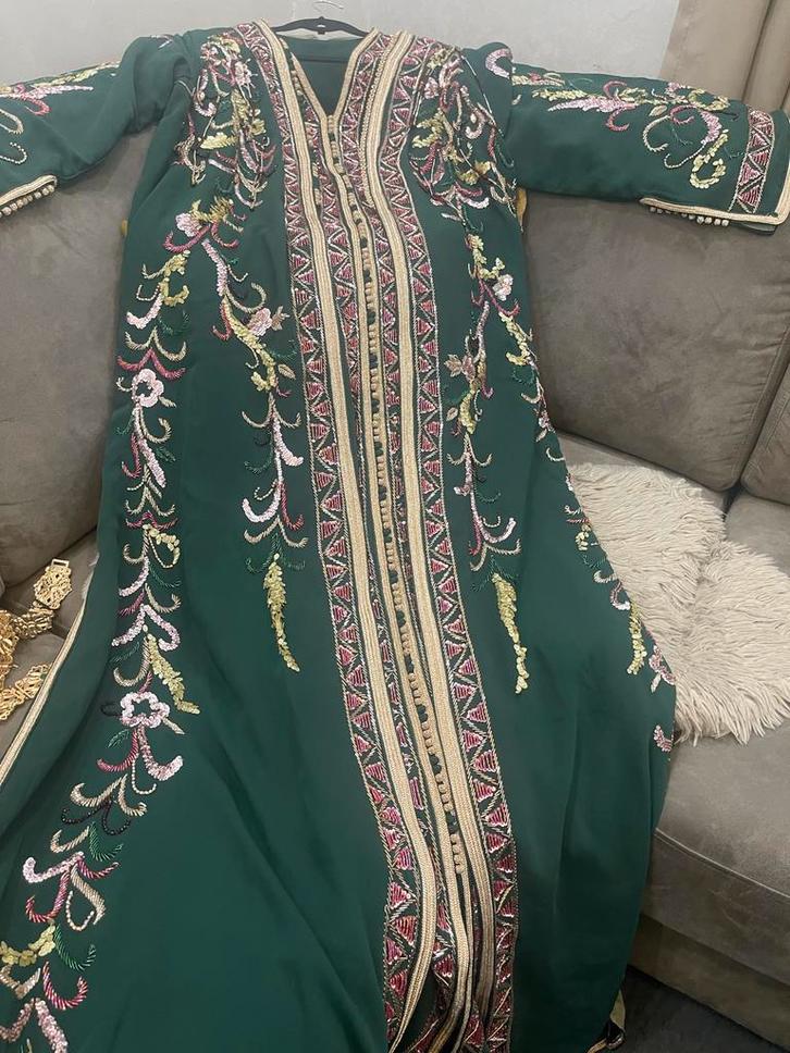 Prachtige Marokkaanse Tekchita, Kleding | Dames, Jurken, Nieuw, Maat 42/44 (L), Groen, Onder de knie, Ophalen of Verzenden