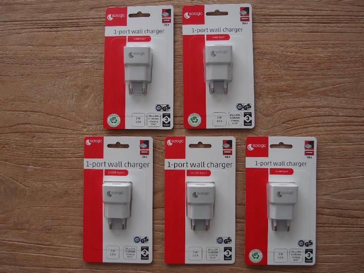 USB-A lader telefoon oplader wit - 5 st €5,95 / 10 st €10,95, Telecommunicatie, Mobiele telefoons | Telefoon-opladers, Nieuw, Overige merken