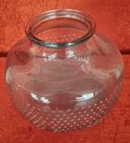 Grote brede bewerkte glazen vaas, Gebruikt, Overige kleuren, Ophalen of Verzenden, Glas