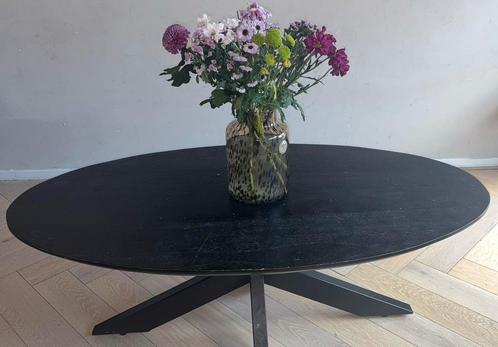 Zwarte Ovale Salontafel + 4 Taupe Velvet Eetkamerstoelen, Huis en Inrichting, Stoelen, Zo goed als nieuw, Vijf, Zes of meer stoelen