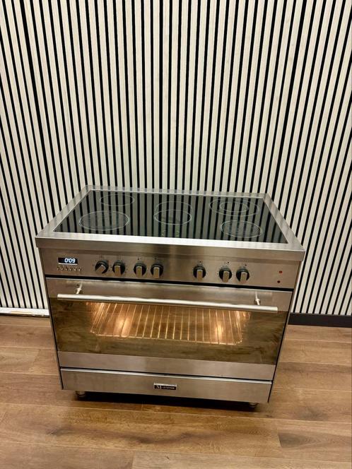 Luxe M-System keramische Fornuis met 5 zones RVS 90 cm, Witgoed en Apparatuur, Fornuizen, Zo goed als nieuw, Vrijstaand, Gas, 5 kookzones of meer