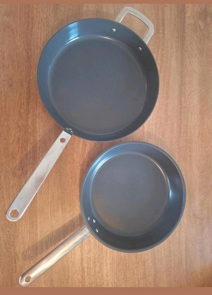 IKEA Pannenset HEMKOMST 32cm & IKEA 365+ 28cm PFAS VRIJ, Gebruikt, Inductieplaat, Aluminium, Pannenset