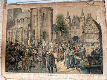 Vintage schoolplaat ‘de Kruisvaart’ beschikbaar voor biedingen