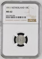 1911  10 Cent Netherlands  NGC  MS62, Postzegels en Munten, Munten | Nederland, Zilver, Koningin Wilhelmina, 10 cent, Losse munt