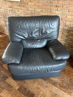 Mooie grijze lederen fauteuill in gode staat, Ophalen, Zo goed als nieuw, Leer, 100 tot 125 cm