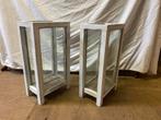 2x Wit Brocante Windlichten van Hardhout, Gebruikt, 25 tot 50 cm, Wit, Ophalen of Verzenden