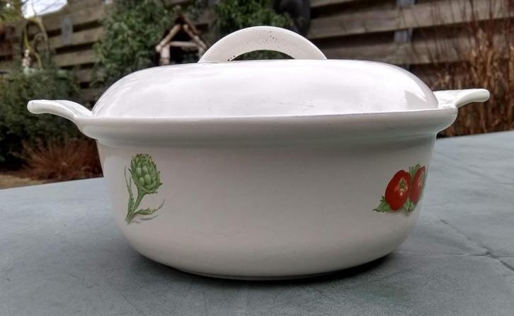 FE BELGIUM DESCOWARE pan met groenten vegetables print, Huis en Inrichting, Keuken | Potten en Pannen, Gebruikt, Kookpan of Snelkookpan