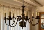 Antieke koperen hanglamp met 8 armen inclusief LED lampjes, Gebruikt, Ophalen