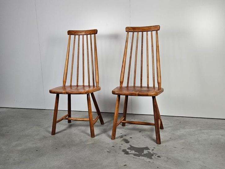 Vintage set stoelen Tijsseling, Huis en Inrichting, Stoelen, Gebruikt, Twee, Hout, Bruin, Ophalen of Verzenden