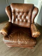 Leren fauteuil, 75 tot 100 cm, Gebruikt, Leer, Vintage