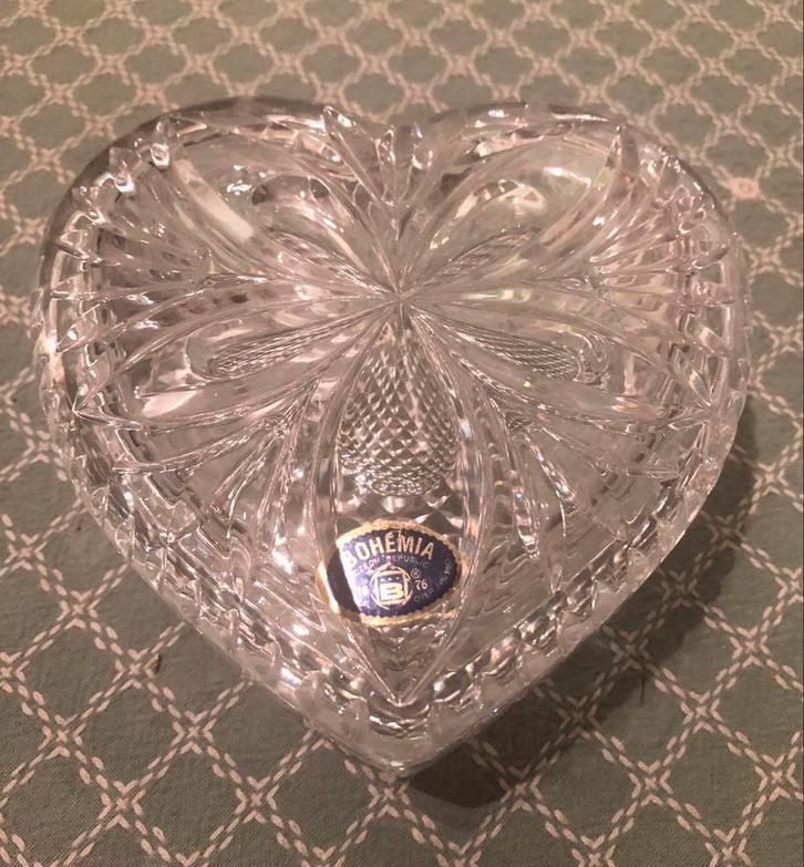 Bohemia Crystal Hart Bonbonnière Tsjechië Vintage, Antiek en Kunst, Antiek | Glas en Kristal, Ophalen of Verzenden