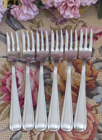Set van 6 grote vintage gebaksvorken, Sola, 640, Kerkraam  beschikbaar voor biedingen