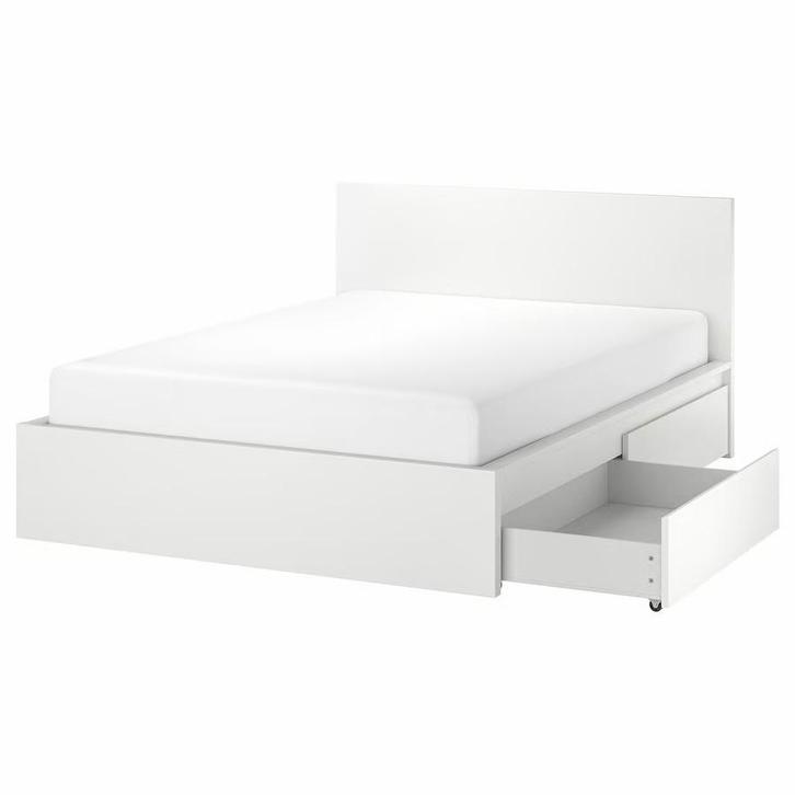 IKEA Malm bed, Huis en Inrichting, Slaapkamer | Bedden, Zo goed als nieuw, Tweepersoons, 140 cm, 200 cm, Hout, Wit, Ophalen