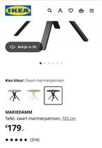 Ikea Ettafel MARIEDAMM 105 cm, zwart marmerpatroon, 105 cm, Ophalen, 100 tot 150 cm, Rond, Zo goed als nieuw