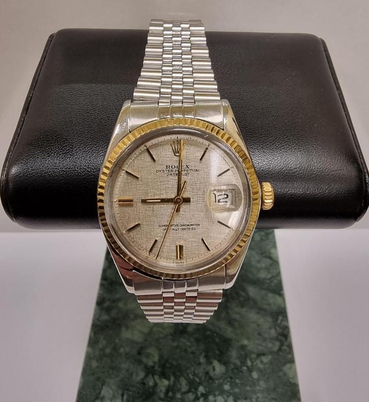 rolex datejust 36mm Linen dial, Sieraden, Tassen en Uiterlijk, Horloges | Heren, Gebruikt, Polshorloge, Rolex, Goud, Goud, Ophalen of Verzenden