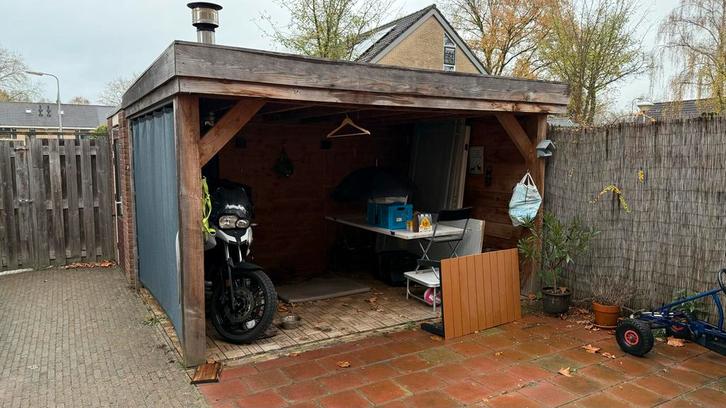 Overkapping 4x3m met windbreekdoeken en schuifrail, Tuin en Terras, Overkappingen, Gebruikt, Veranda, Ophalen