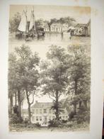 19 / Langweer  / Osinga State  Litho 1876, Antiek en Kunst, Kunst | Litho's en Zeefdrukken, Ophalen of Verzenden
