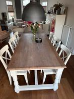 Landelijke eetkamertafel met stoelen, Huis en Inrichting, Eikenhout, 200 cm of meer, Vijf personen of meer, Rechthoekig