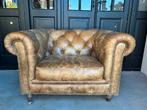 Chesterfield Clubfauteuil Cognac kleur Leer, Eleonora, Stoer klassiek chique, Gebruikt, Ophalen of Verzenden