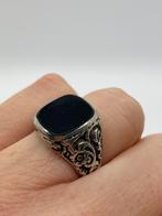A387 Prachtige zilveren onyx ring maat 18, Sieraden, Tassen en Uiterlijk, Antieke sieraden, Ophalen of Verzenden, Zilver, Ring