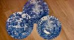 Vintage Blauw Wit Borden Set “The Hunter” by Myott, Ophalen of Verzenden