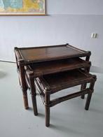 vintage set bijzettafels mimiset bamboe/manou jaren70 design, Huis en Inrichting, 45 tot 60 cm, Overige materialen, Minder dan 55 cm