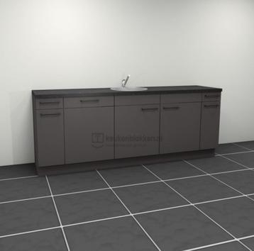 Keukenblok met vaatwasser en koelkast 2.40 m breed - Onyx gr beschikbaar voor biedingen
