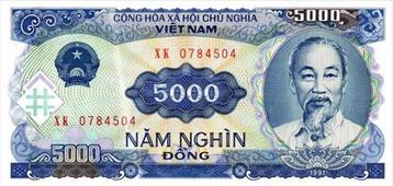 Vietnam bankbiljet 5000 Dong Ho Chi Minh 1991 UNC