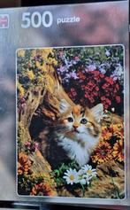 Legpuzzel 500 stukjes - Kitten in Bloemen, Hobby en Vrije tijd, Denksport en Puzzels, Ophalen of Verzenden, 500 t/m 1500 stukjes