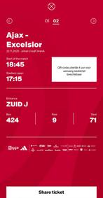 Ajax - excelsior tickets, Tickets en Kaartjes, Twee personen