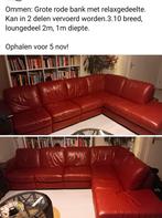 Gratis grote rode leren hoekbank, Huis en Inrichting, Ophalen of Verzenden, Gebruikt, Leer