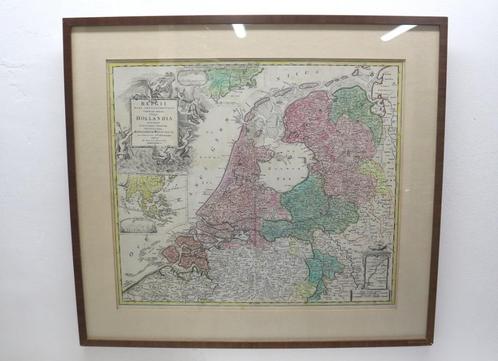 Antieke kaart Nederland J.B. Homann 18e eeuw, Antiek en Kunst, Kunst | Etsen en Gravures, Ophalen