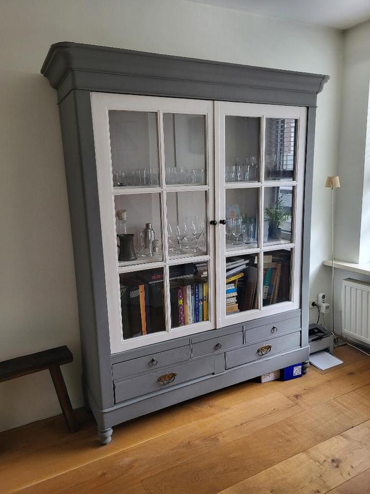 VITRINEKAST, Huis en Inrichting, Kasten | Vitrinekasten, Gebruikt, 150 tot 200 cm, 150 tot 200 cm, 25 tot 50 cm, Met lade(s), Met deur(en)