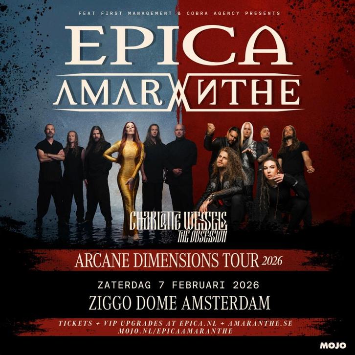 🏆 €25,- 1 ticket Epica Amaranthe Dimensions Tour VANAVOND, Tickets en Kaartjes, Concerten | Rock en Metal, Twee personen, Februari