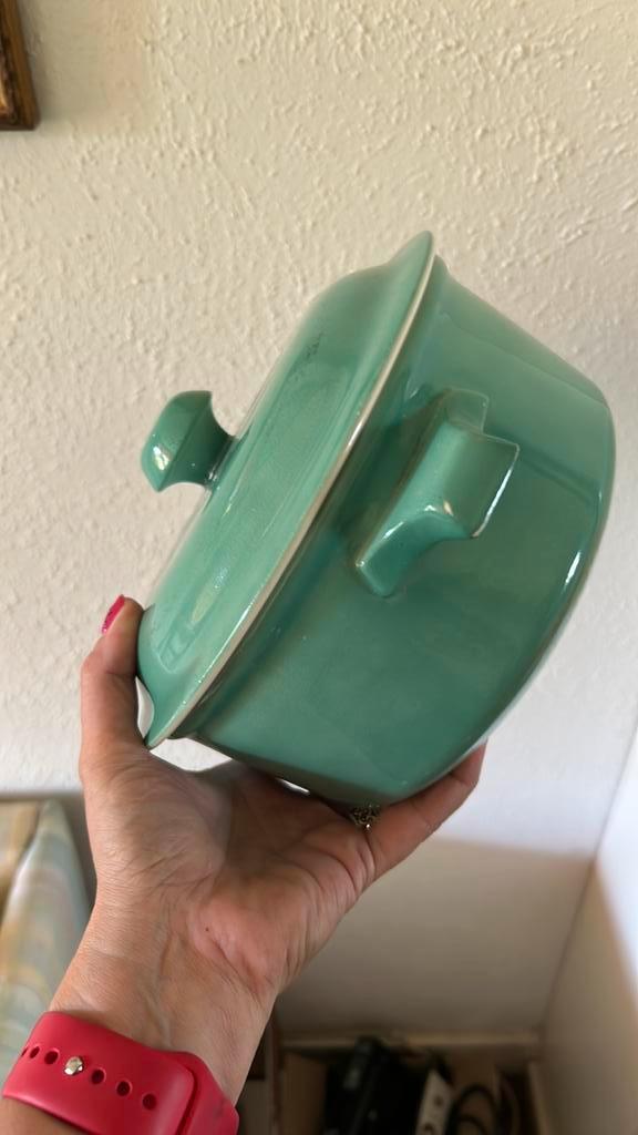 Servies delen societe ceramique maastricht turquoise, Antiek en Kunst, Antiek | Servies los, Ophalen