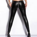 Zwarte wetlook legging met rits sexy leren broek 36 38 40 42, Kleding | Dames, Broeken en Pantalons, Nieuw, Lang, Zwart, Verzenden