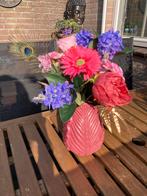 Setje in vaas Met Fleurige Zijden bloemen Set Zijde Compleet, Huis en Inrichting, Ophalen of Verzenden, Nieuw
