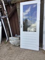Nettte hardhouten achterdeur met dubbel glas, Gebruikt, Deurkozijn, 150 tot 225 cm, Hout