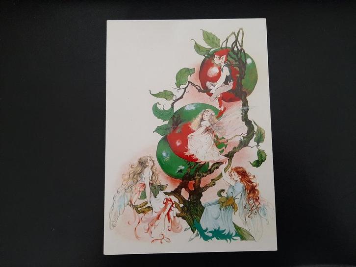 Bloemenmeisjes/ elfjes in boomtak, ongelopen, jaren '80., Verzamelen, Ansichtkaarten | Themakaarten, Ongelopen, 1980 tot heden