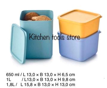 Tupperware Cubix set (3) koelktrommel bewaarbak voorraad beschikbaar voor biedingen