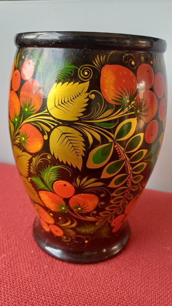 Khokhloma Russische Vaas & Bord, Antiek en Kunst, Antiek | Vazen, Ophalen of Verzenden