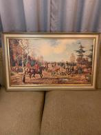 Klassiek Schilderij Jachttafereel met Lijst, Antiek en Kunst, Kunst | Schilderijen | Klassiek, Ophalen of Verzenden