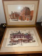 2 x grote gesigneerde Aquarel van Hans Westenberg Den Haag, Antiek en Kunst, Kunst | Tekeningen en Foto's, Ophalen of Verzenden