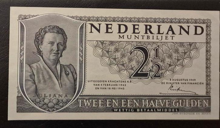 2½ Gulden Muntbiljet 1949 - Juliana, Postzegels en Munten, Bankbiljetten | Nederland, Los biljet, 2½ gulden, Ophalen of Verzenden